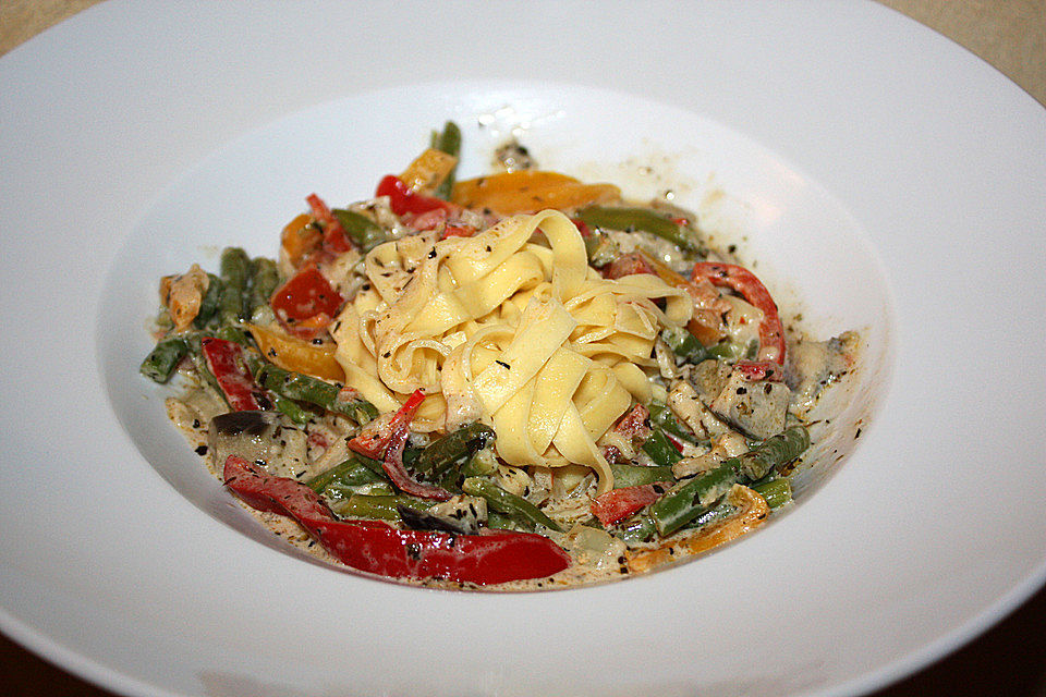 Mediterrane Gemüsepfanne mit Pasta