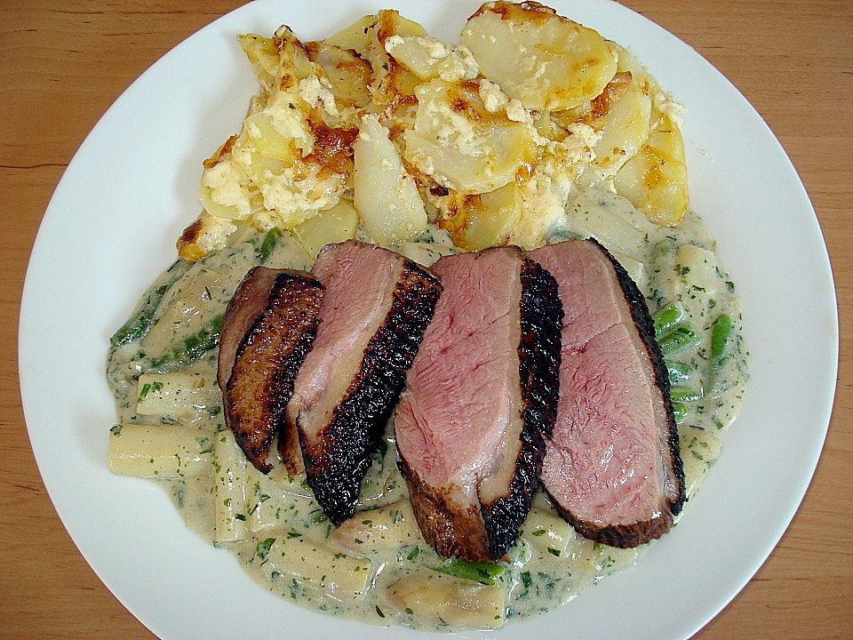 Marinierte Entenbrust auf Spargel - Bohnen - Gemüse von ellmi1505| Chefkoch