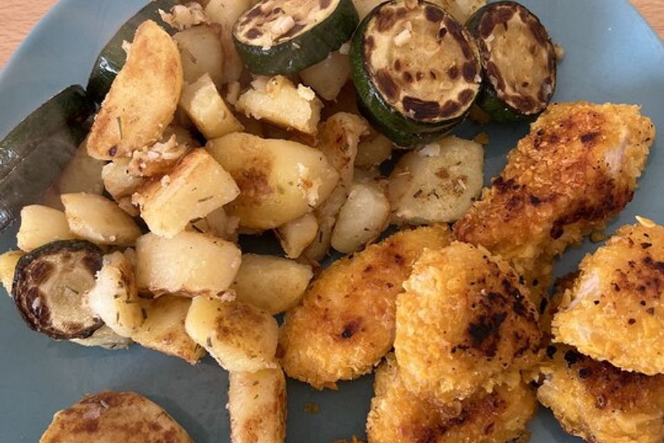 Bratkartoffeln mit Zucchini und Oliven