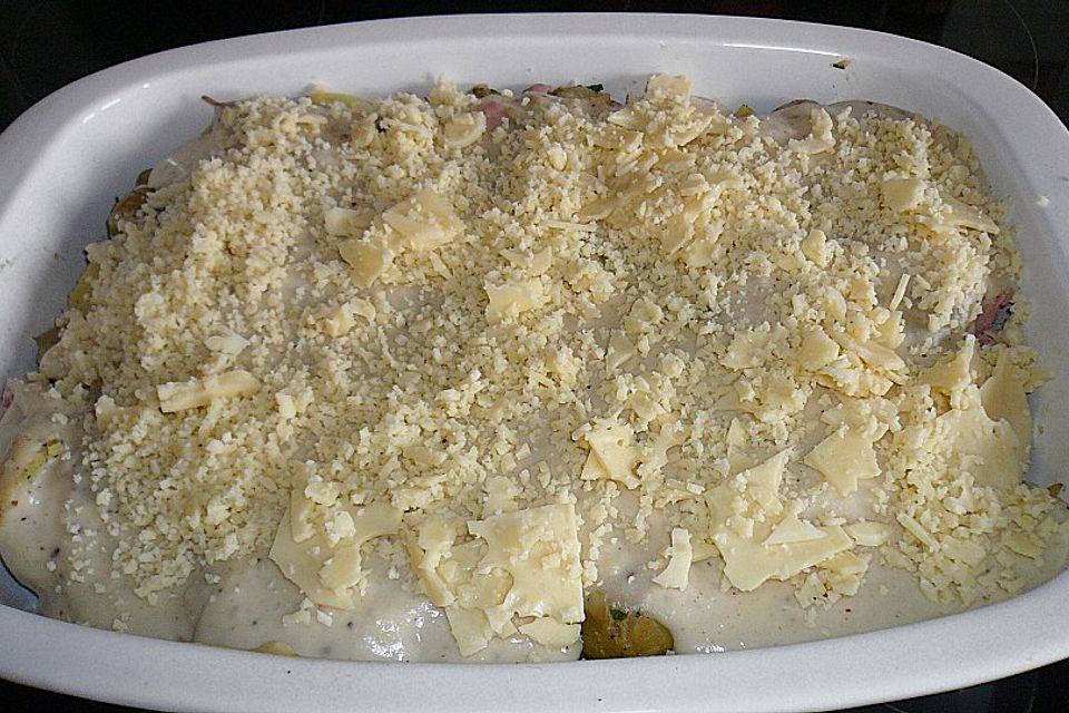 500 g - Kartoffel - Rosenkohl - Kasseler - Gratin