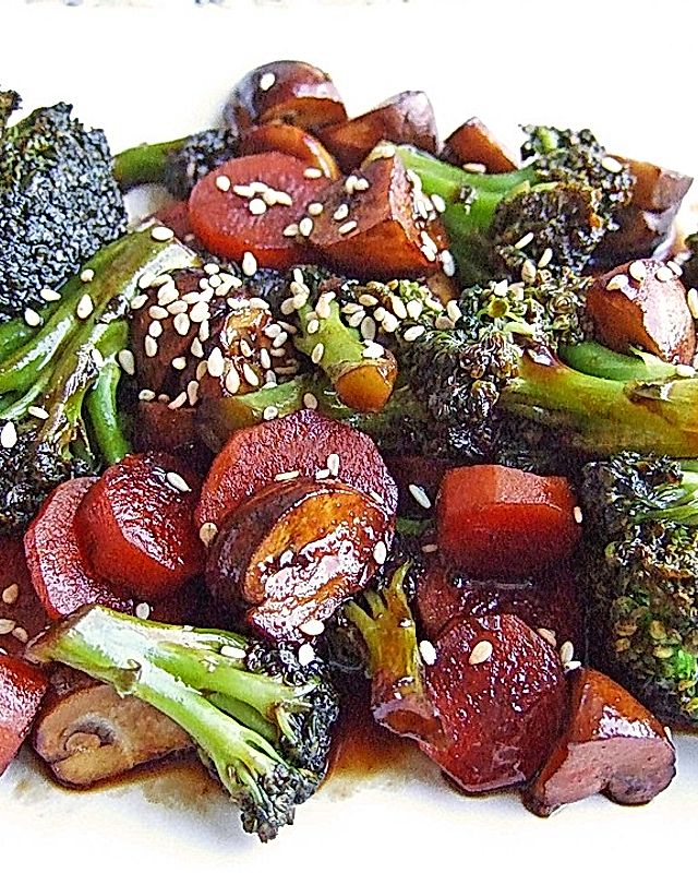 Gemüse mit Reiswein  und Sojasauce