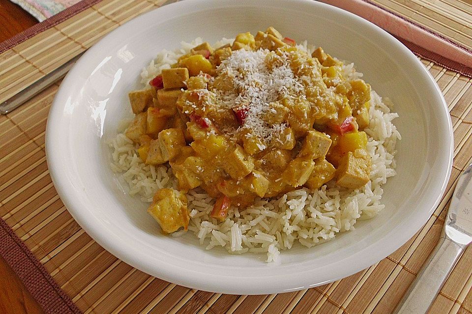 Tofu mit Mango und Rhabarber