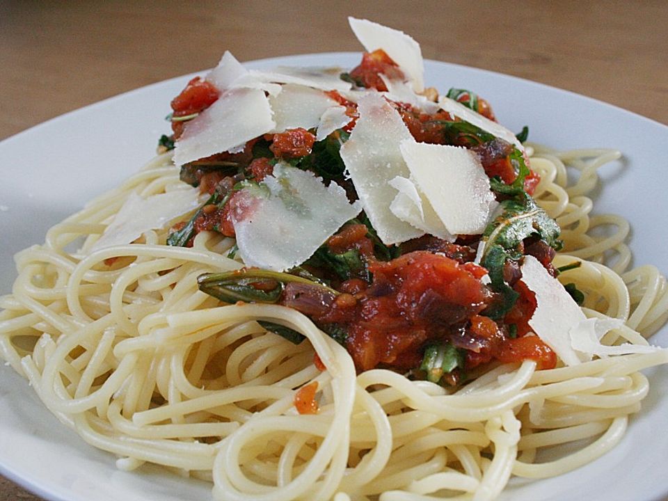 Spaghetti mit Tomaten und Rucola von cori777| Chefkoch
