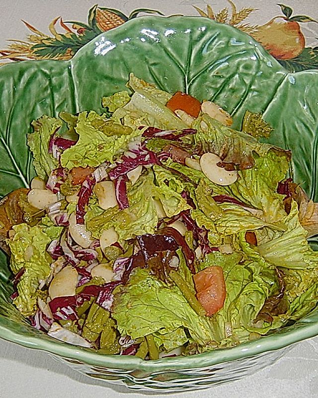 Bohnensalat mit Spargel und Pesto - Dressing
