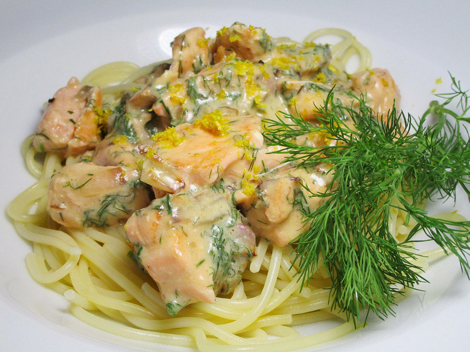 Spaghetti mit Lachs und Zitronensoße von McMoe| Chefkoch