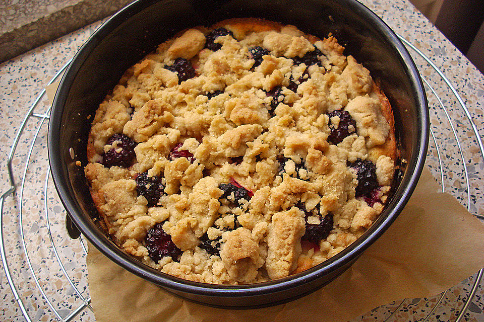 Brombeer-Apfel-Kuchen mit Zimtstreusel