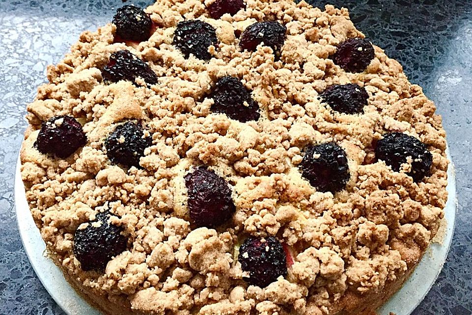 Brombeer-Apfel-Kuchen mit Zimtstreusel