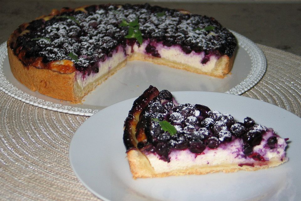 Quarkkuchen mit Heidelbeeren