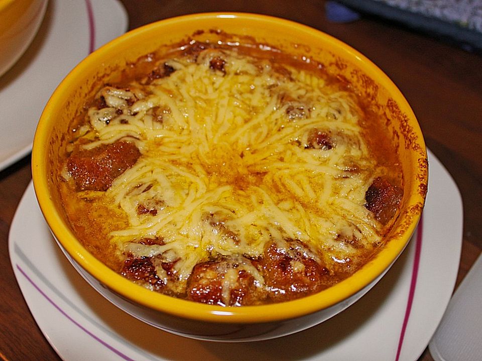 Uberbackene Zwiebelsuppe Mit Croutons Von Mcmoe Chefkoch