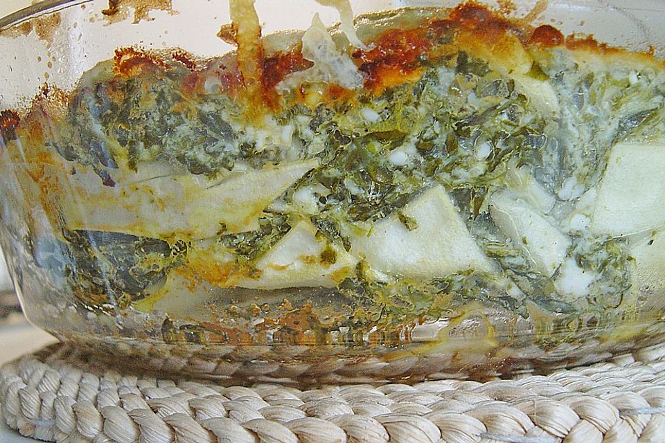 Lasagne mit echtem Feta und Blattspinat