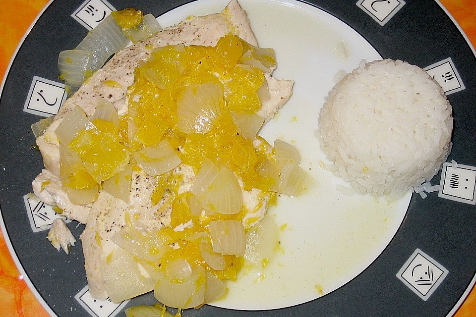 Zwiebel - Putenbraten mit Orangen aus dem Römertopf