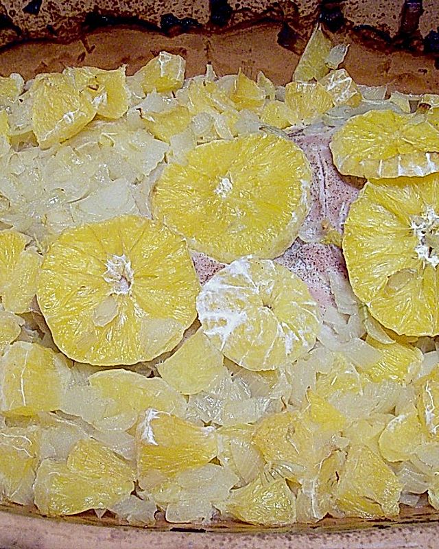 Zwiebel - Putenbraten mit Orangen aus dem Römertopf