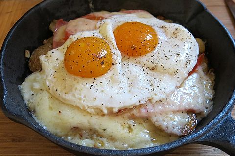 Mangold-Rösti mit Speck und Zwiebeln