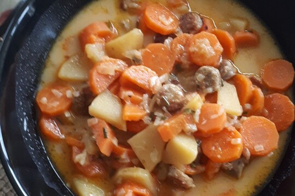 Zwiebel - Möhren - Topf mit Hackfleisch