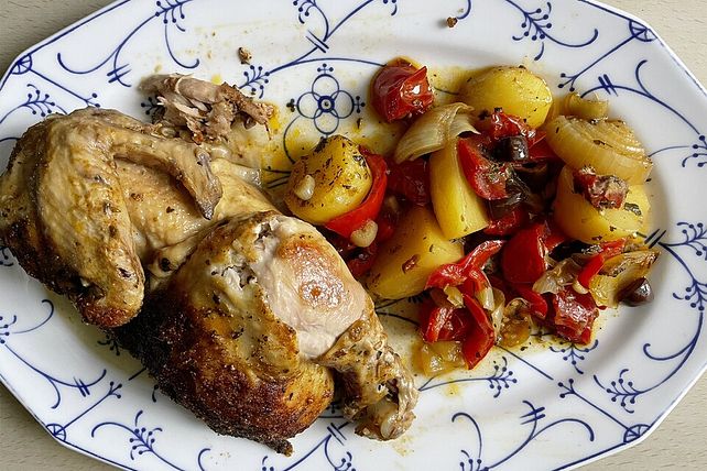 Hähnchen-Tomaten-Zwiebel-Kartoffel-Topf von Ginger88| Chefkoch