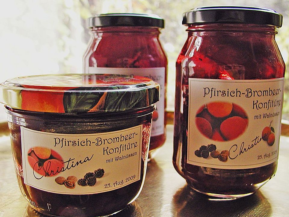 Pfirsich - Brombeer - Konfitüre mit Walnüssen von fiora| Chefkoch