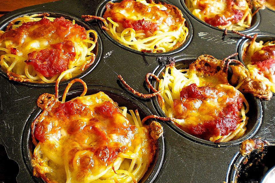 Spaghettinester in Muffinform