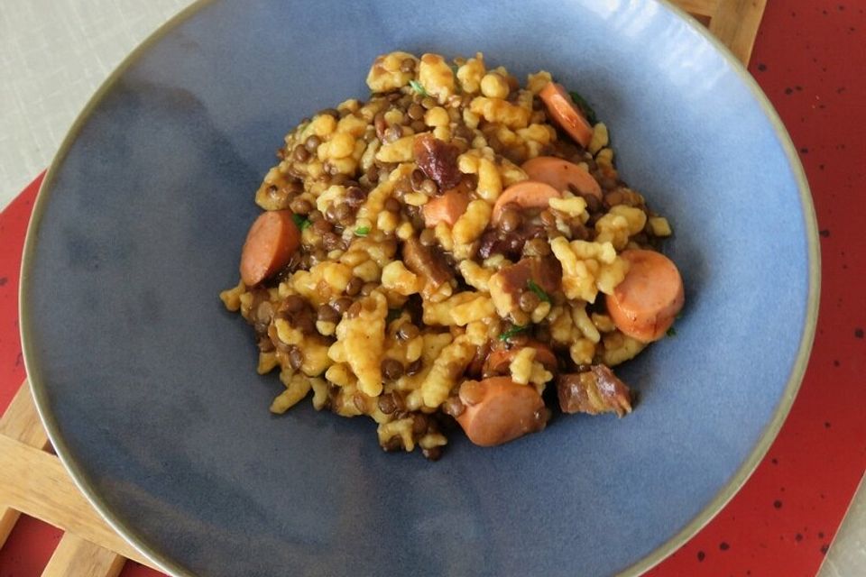 Linsenpfanne mit Spätzle