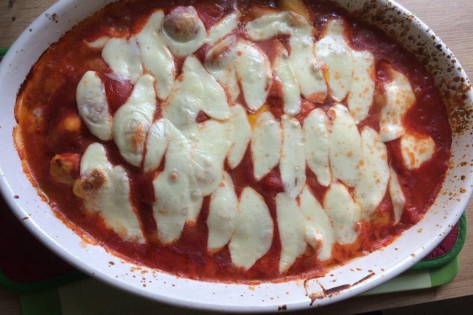 Tomaten - Gnocchi - Auflauf mit Hähnchen