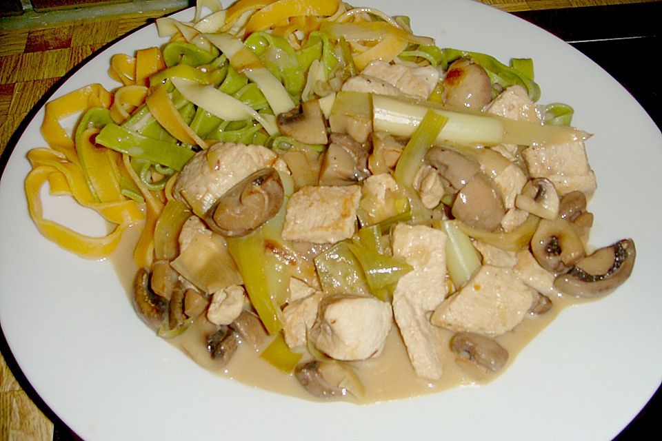 Champignonpfanne mit Putenfleisch