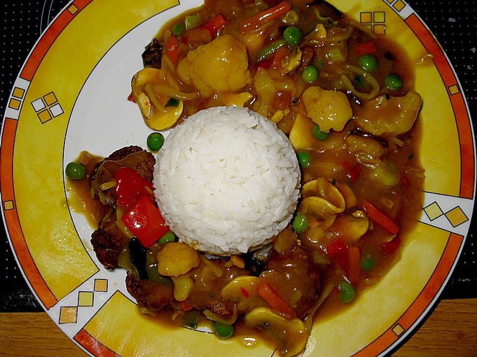 Curry Gemuse Sauce Kantonesisch Zu Basmatireis Von Exuna Chefkoch 