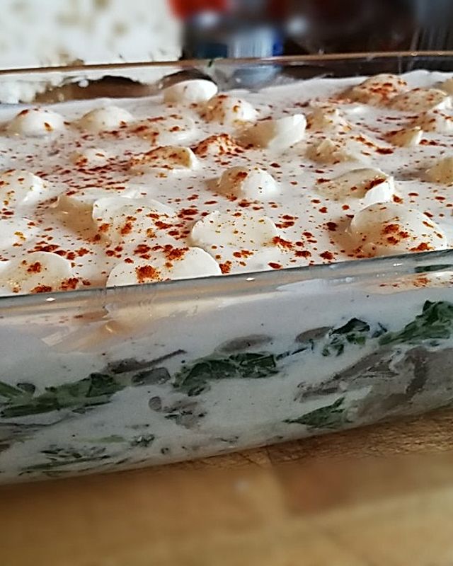 Champignon - Spinat - Lasagne mit Feta - Guss