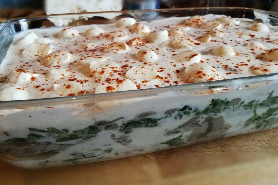 Champignon - Spinat - Lasagne mit Feta - Guss