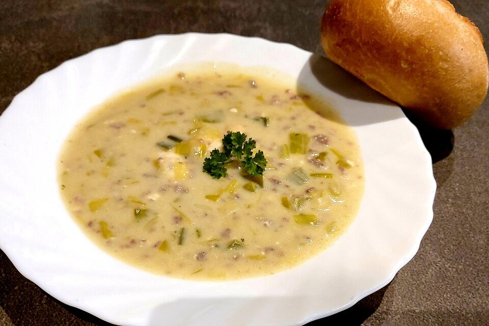 Hackfleisch - Lauch - Suppe