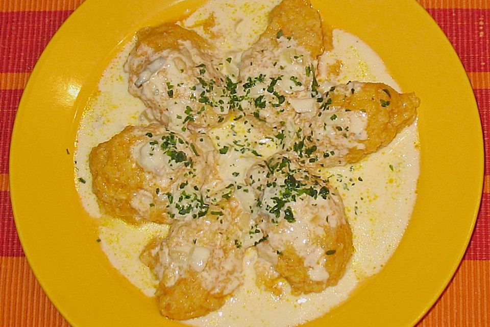 Grießnocken mit Gorgonzola - Sauce