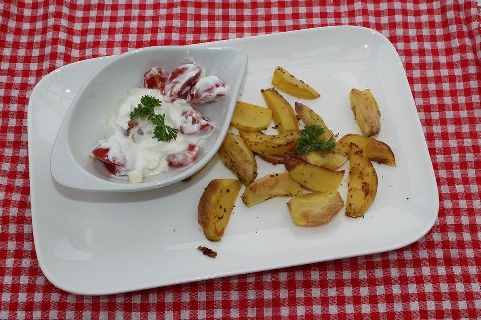 Rosmarinkartoffeln mit Tomatenjoghurt