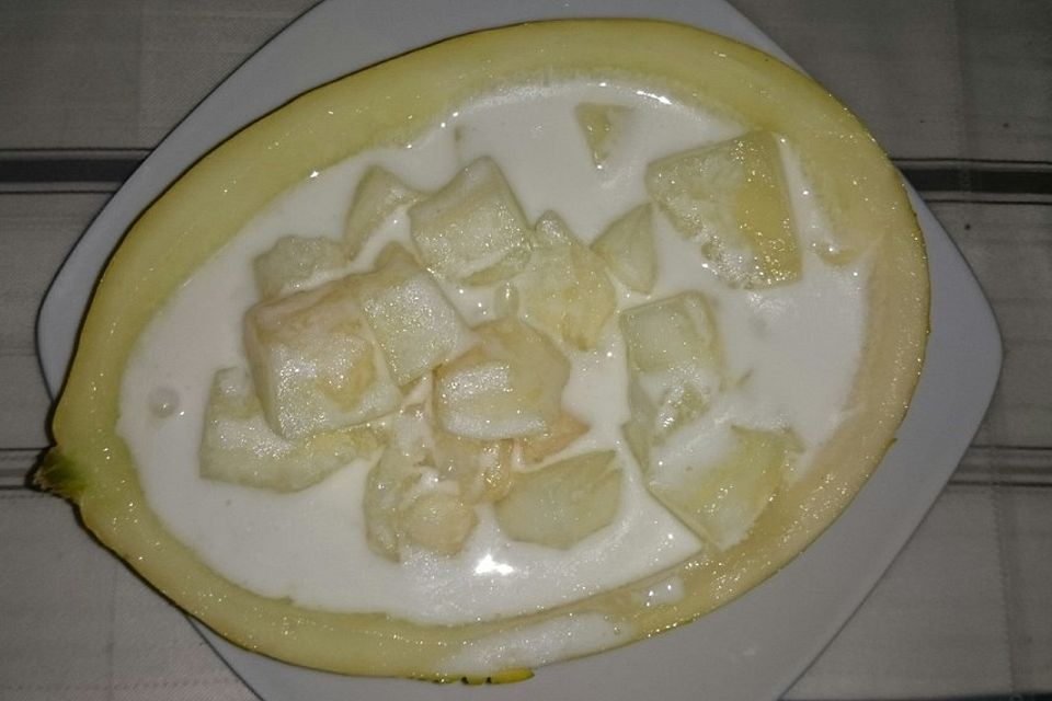 Honigmelone mit Kokosmilch