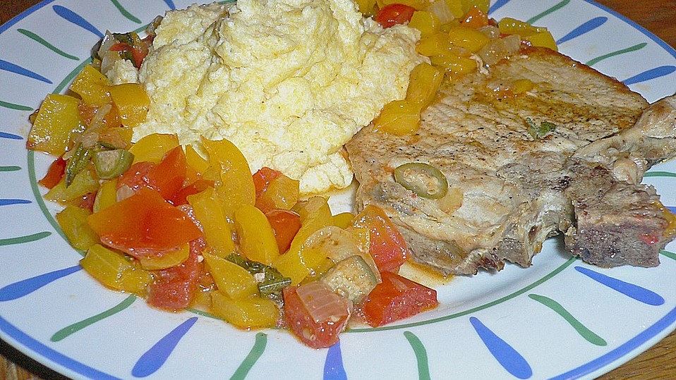 Geschmorte Koteletts alla pizzaiola mit Polenta von tilla