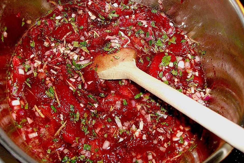 Chutney vom roten Weinbergpfirsich