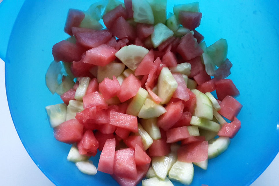 Sommerlicher Wassermelonen - Gurken - Salat