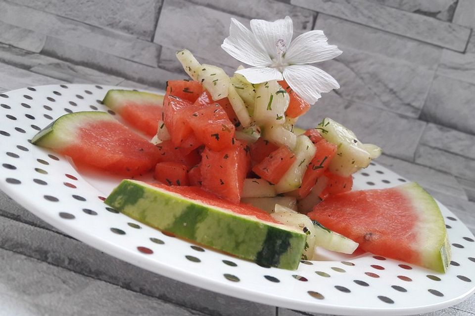 Sommerlicher Wassermelonen - Gurken - Salat