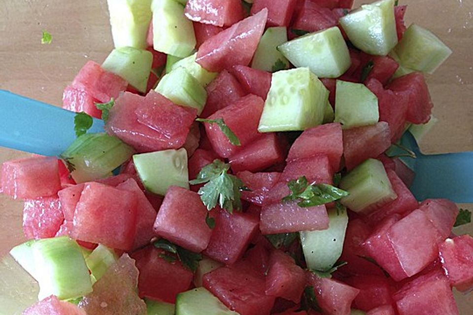 Sommerlicher Wassermelonen - Gurken - Salat