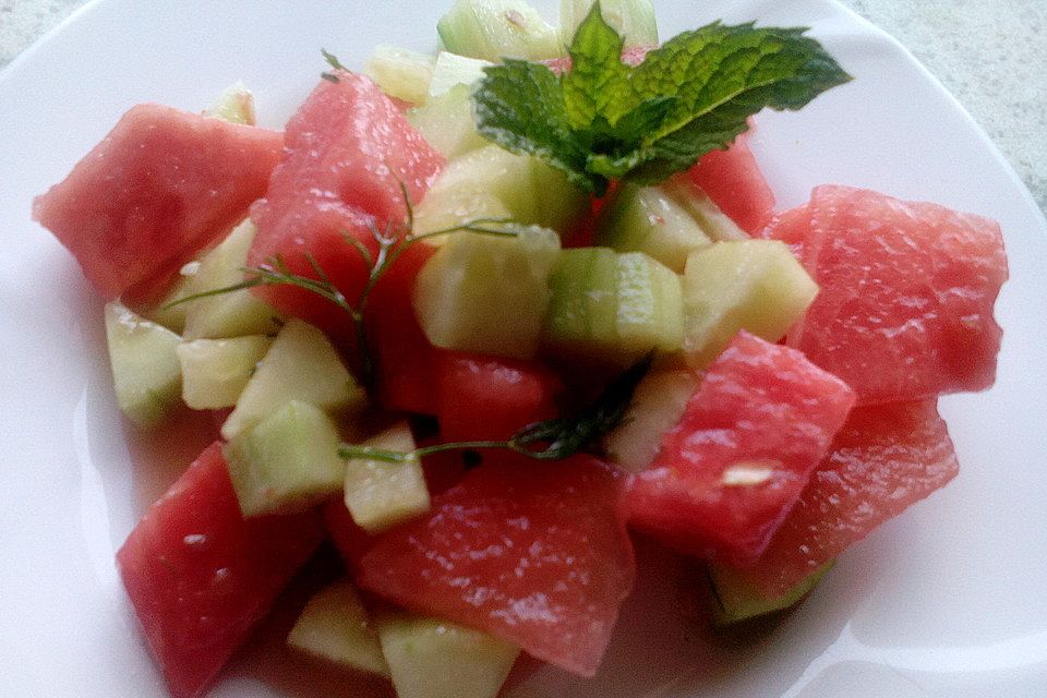 Sommerlicher Wassermelonen - Gurken - Salat