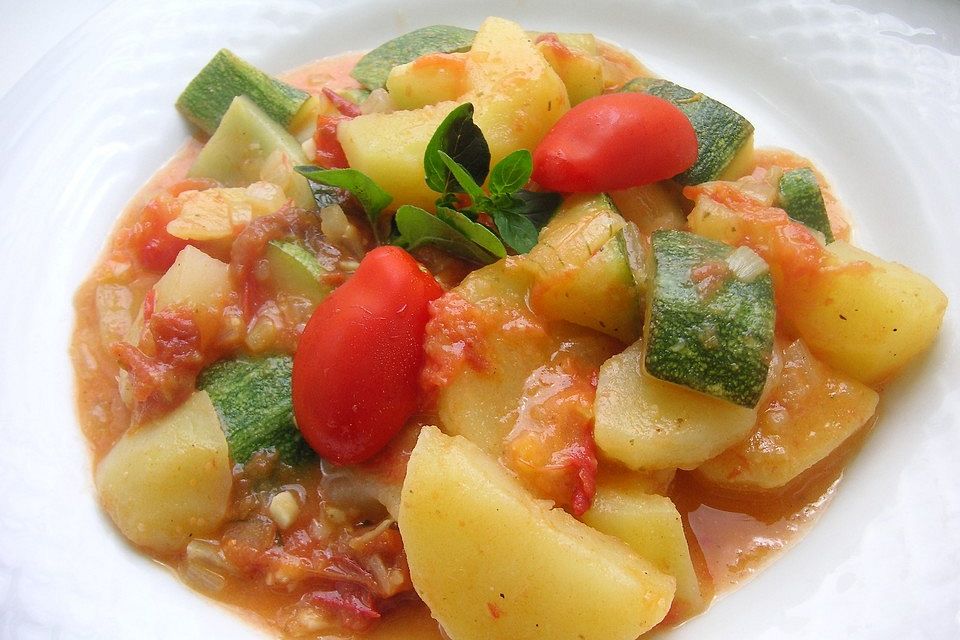 Zucchini - Gemüse mit Kartoffeln und Tomaten