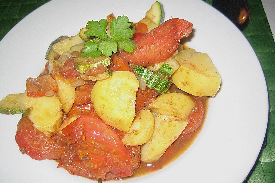 Zucchini - Gemüse mit Kartoffeln und Tomaten