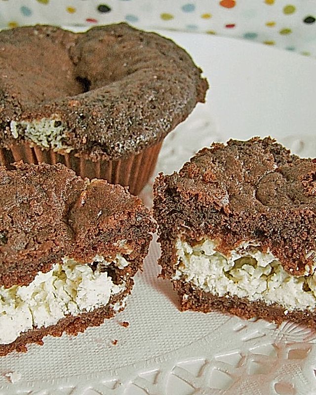 Double - Chocolate Muffins mit Frischkäse - Füllung