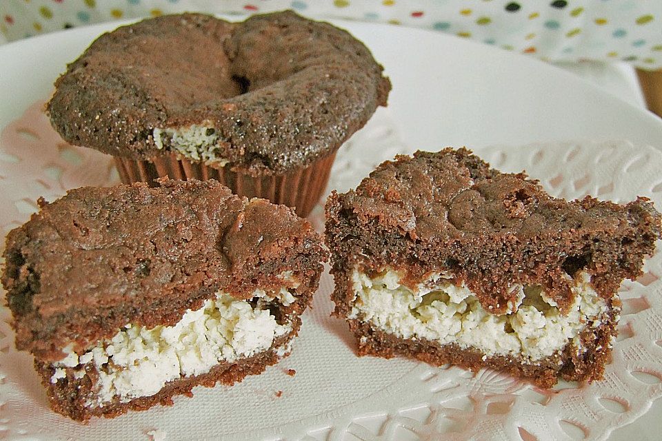 Double - Chocolate Muffins mit Frischkäse - Füllung