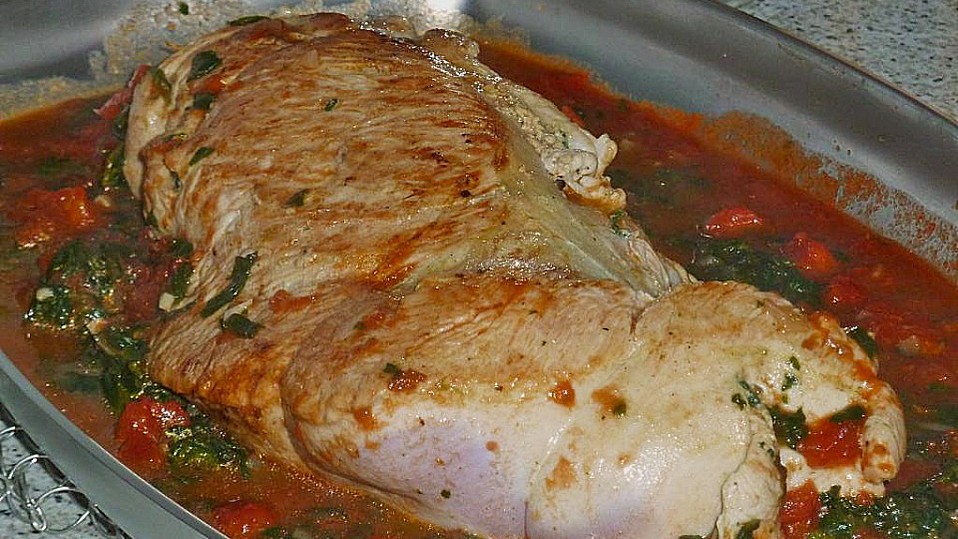 Gefüllter Putenrollbraten mit Spinat, Mozzarella und Tomaten von Torte80 Gefüllter Putenrollbraten mit Spinat, Mozzarella und Tomaten von Torte80