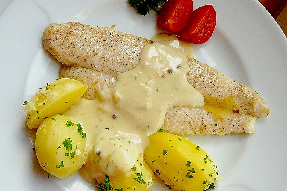 Pangasiusfilet mit Senfsoße