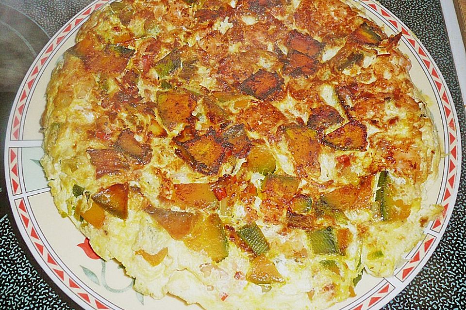 Pikantes Kürbis - Garnelen - Omelette