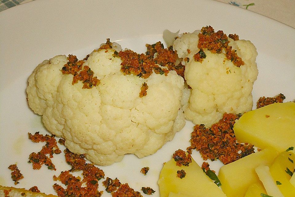 Chrissis Blumenkohl mit Kräuter - Zitronen - Bröseln