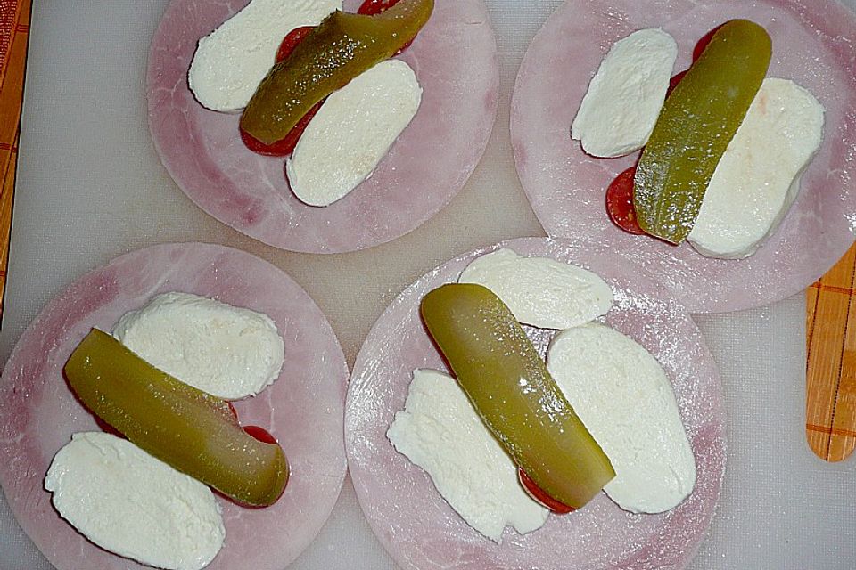 Kochschinkenröllchen mit Mozzarellafüllung