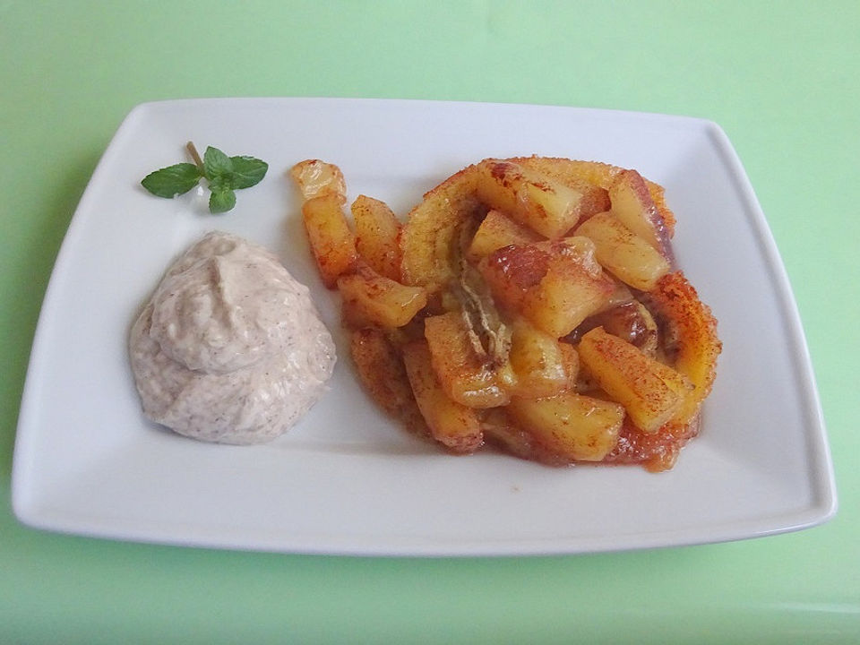 Gebackene Banane mit Vanillecreme und Himbeeren von Sandy2509| Chefkoch