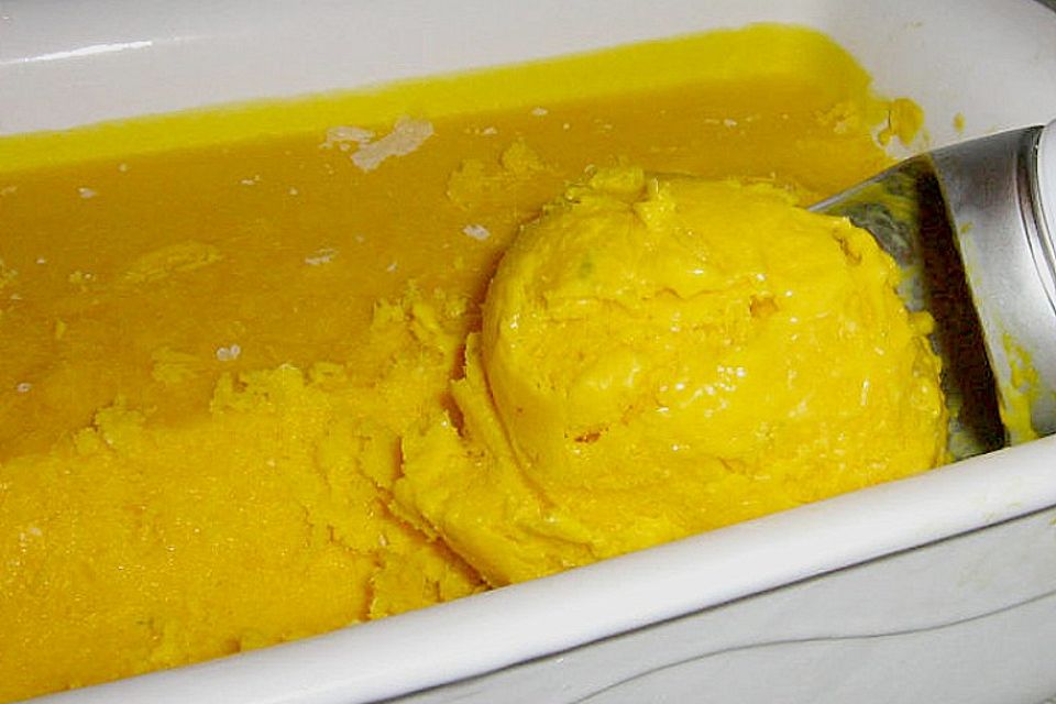 Mango-Crème fraîche-Eis