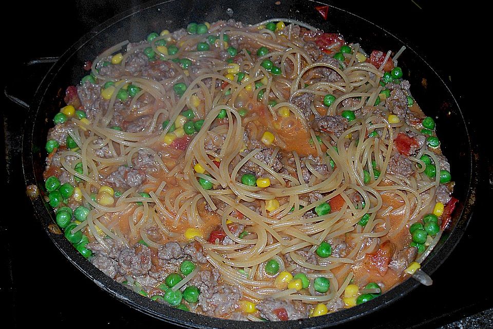 Überbackener Spaghettiauflauf