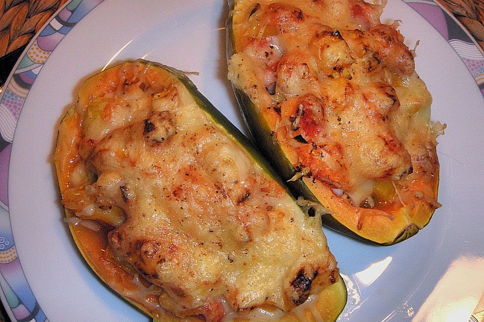 Gefüllte Papaya mit Scampi Gefüllte Papaya mit Scampi